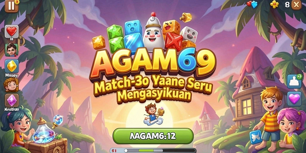 Tangkapan layar AGAM69 menampilkan gameplay Match-3 yang menegangkan dan penuh warna.