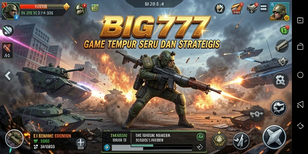 Screenshot gameplay menunjukkan aksi pertempuran mendebarkan di BIG777.