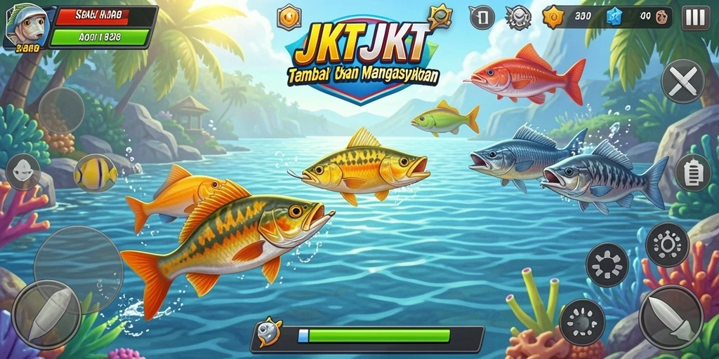 Tampak layar gameplay Tembak Ikan yang seru di JKTJKT.