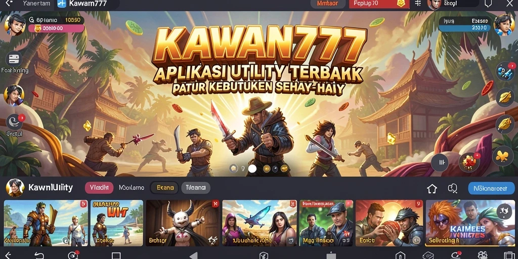 Tampilan antarmuka pengguna aplikasi KAWAN777 yang menarik dan intuitif.