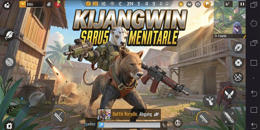Tampilan gameplay KIJANGWIN yang menegangkan di arena Battle Royale.