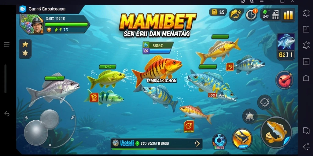 Tampilan gameplay MAMIBET yang menampilkan aksi menembak ikan.