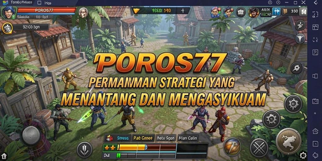 Screenshot utama POROS77 menampilkan gameplay strategi yang mendebarkan.