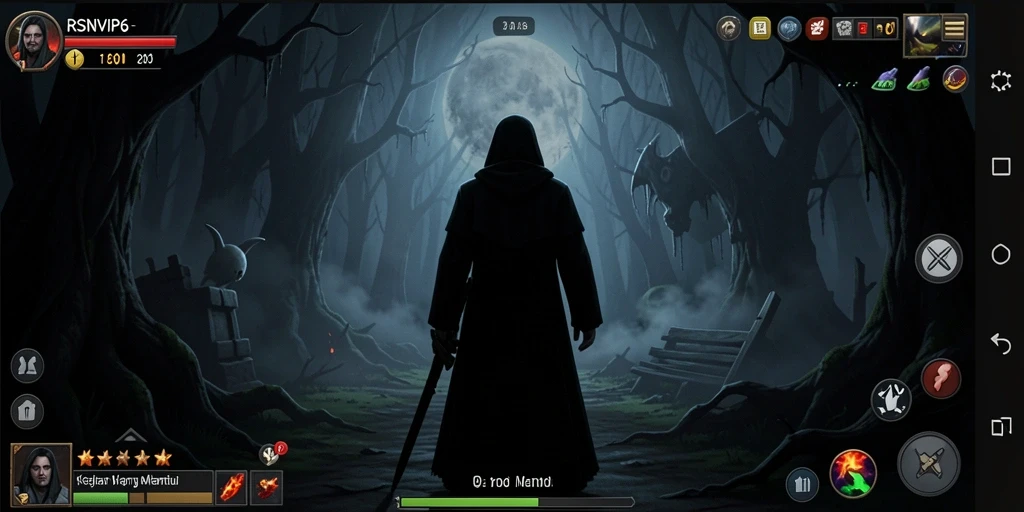 Screenshot gameplay RSNVIP6 menampilkan momen menegangkan di kegelapan.