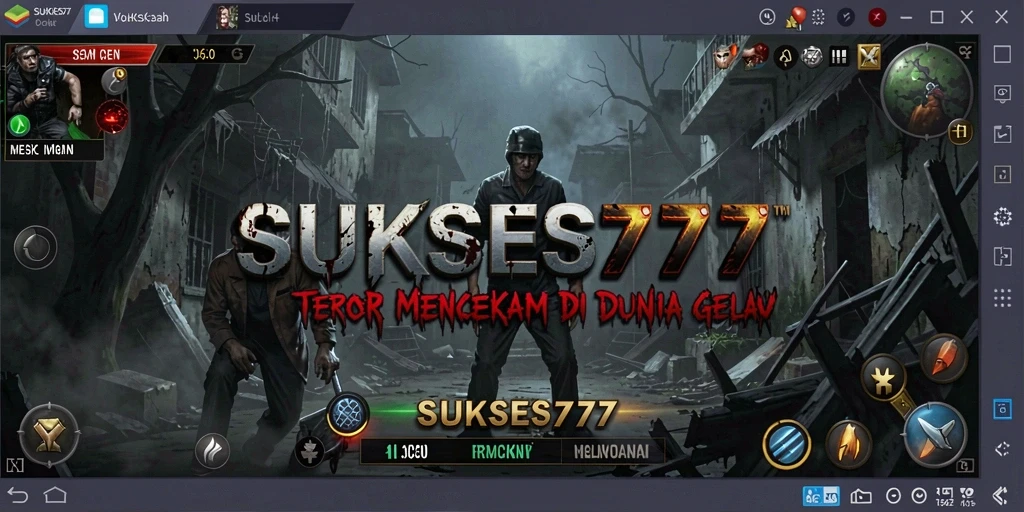 Screenshot gameplay SUKSES777 menampilkan suasana mencekam dan hantu menyeramkan.